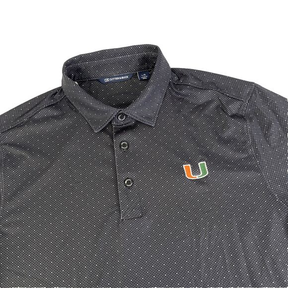 Mens Cutter & Buck Miami Hurricanes Short Sleeve Polo Shirt Size Large Polka Dot - Picture 1 of 8